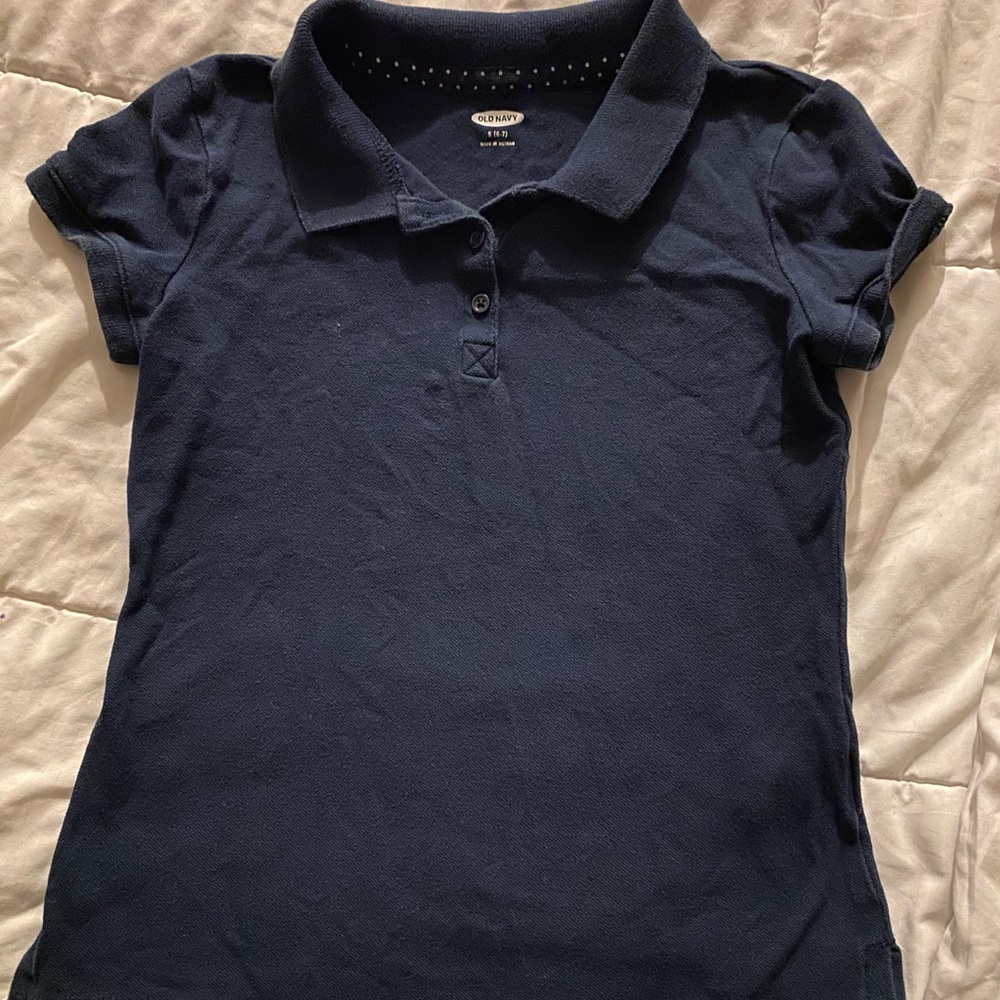 Girls Navy School Uniform Top - Old Navy Size S (6-7)